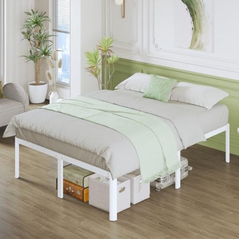 Bed 140 x 200 cm with Slatted Frame, Height 46 cm, Metal Bed 140 x 200 cm with Round Corner Legs, Robust Metal Bed Frame with Lots of Storage Space Under Bed, Noise-Free, Easy - Image 3