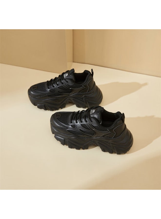 YEARCON Yierkang Height Increasing Sneakers Women Spring Fashion Single Shoes All-Match Casual Thick-Soled Dad Shoes Female Black 36 - Image 4