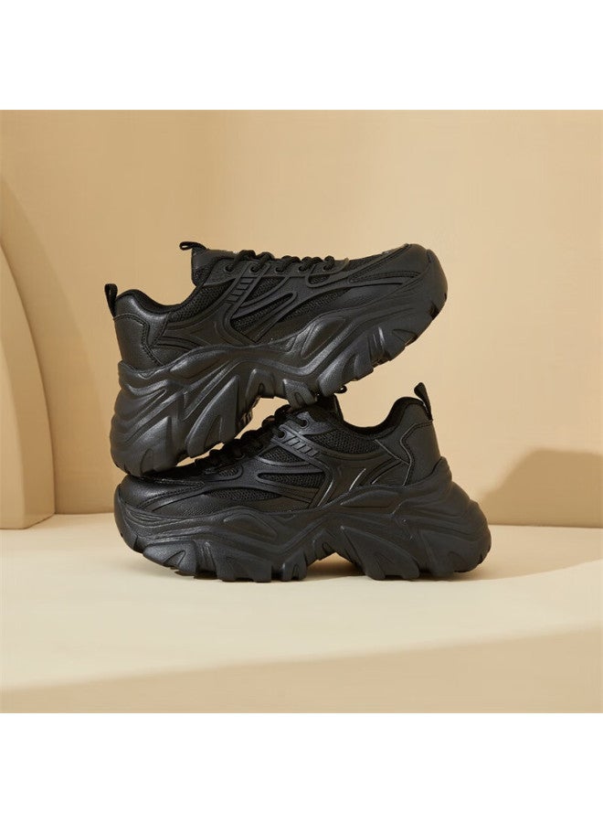 YEARCON Yierkang Height Increasing Sneakers Women Spring Fashion Single Shoes All-Match Casual Thick-Soled Dad Shoes Female Black 36 - Image 5