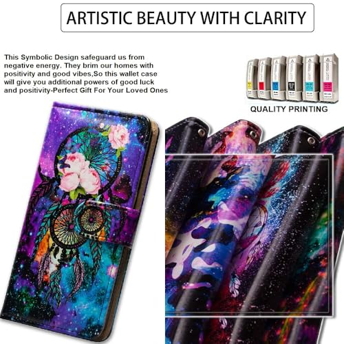 TROUNCE Dream Catcher Leather Flip Phone Case Wallet Cover with Card Slot Holder Kickstand (Multicolor) for Vivo X60 - Image 5
