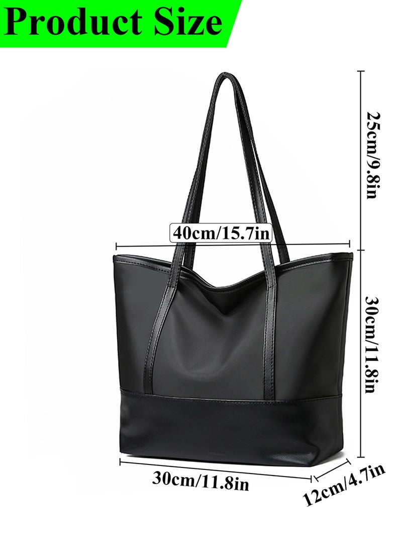 Qiccijoo Women Tote Bags,Stylish Simplicity Shoulder Bags,Handbags with Zipper for Daily Work Travel School Shopping Casual(Black) - Image 2