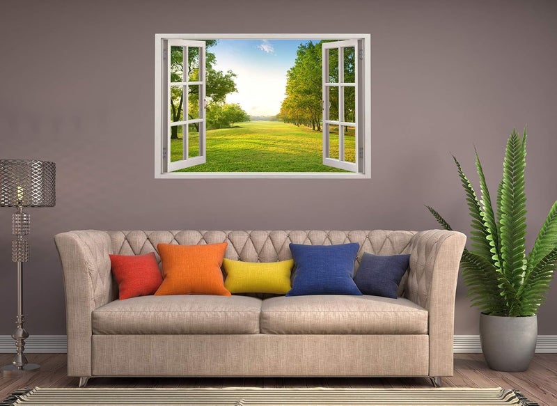 PAPER PLANE DESIGN Vinyl 3D Green Park Wall Window Sticker, 90 x 60 cm, Multicolour - Image 3