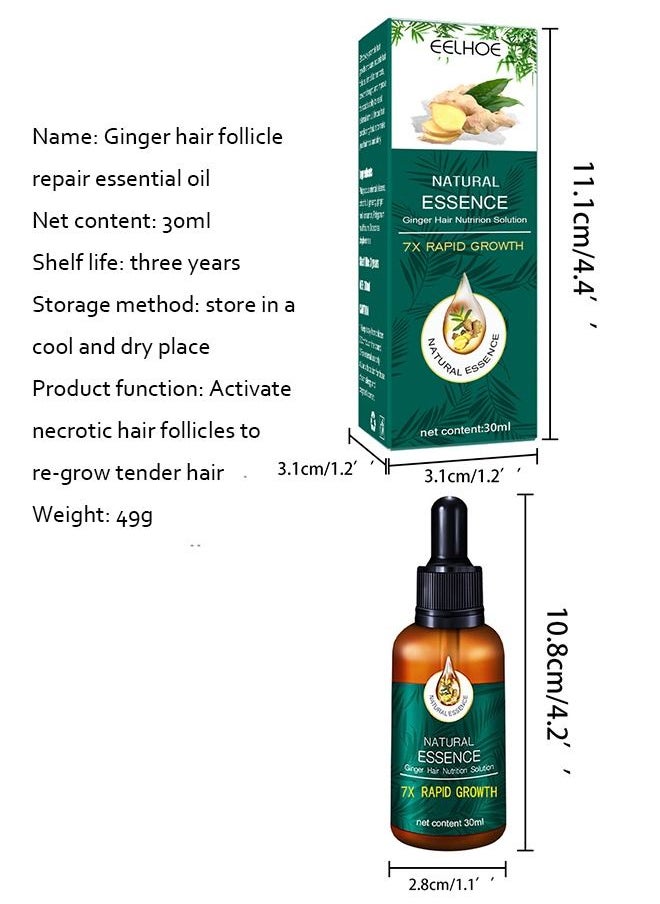 EELHOE - Ginger Germinal Oil, Rapid Growth Hair Treatment 7 Day Hair Growth Serum Essence Oil Regrow, Ginger Essential Oil Stop Hair Loss Hair, Thinning Treatment Hair Growth Oil for Women & Men 30ML - Image 1