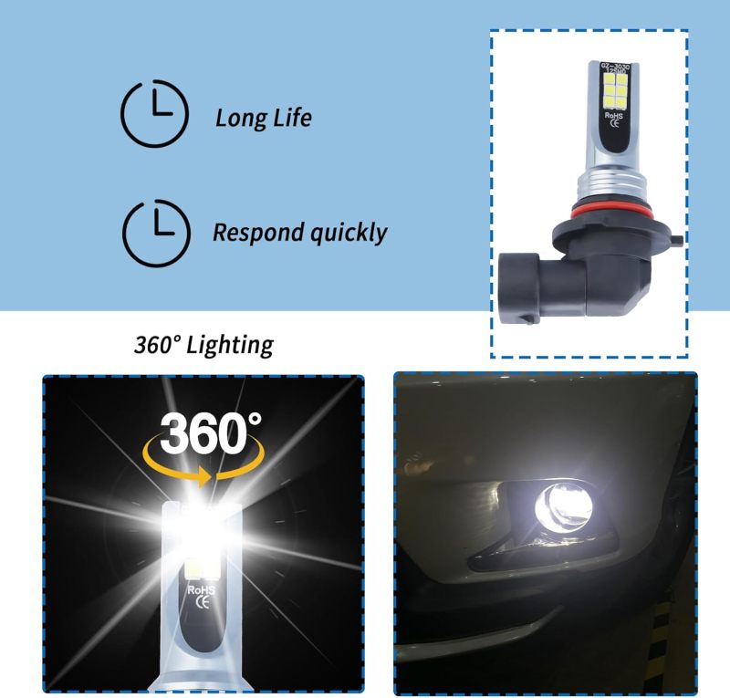 H8/H11 مصابيح ضباب LED قطعتان 6000K 24W 1500 لومن - هيكل من سبائك الألومنيوم المستخدمة في الطيران عمر افتراضي 5000 ساعة إضاءة عالية الاختراق للسيارات والشاحنات والدراجات النارية والمركبات الترفيهية - Image 4