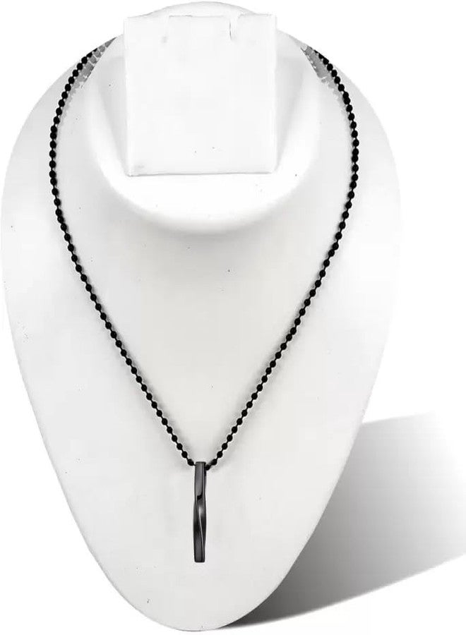 ASSU Men's Jewelry 3D Vertical Bar Pendant Necklace | Stylish Vine Pattern Minimalist Design | Black Stainless Steel Chain for Men | Cool and Modern Look - Image 4