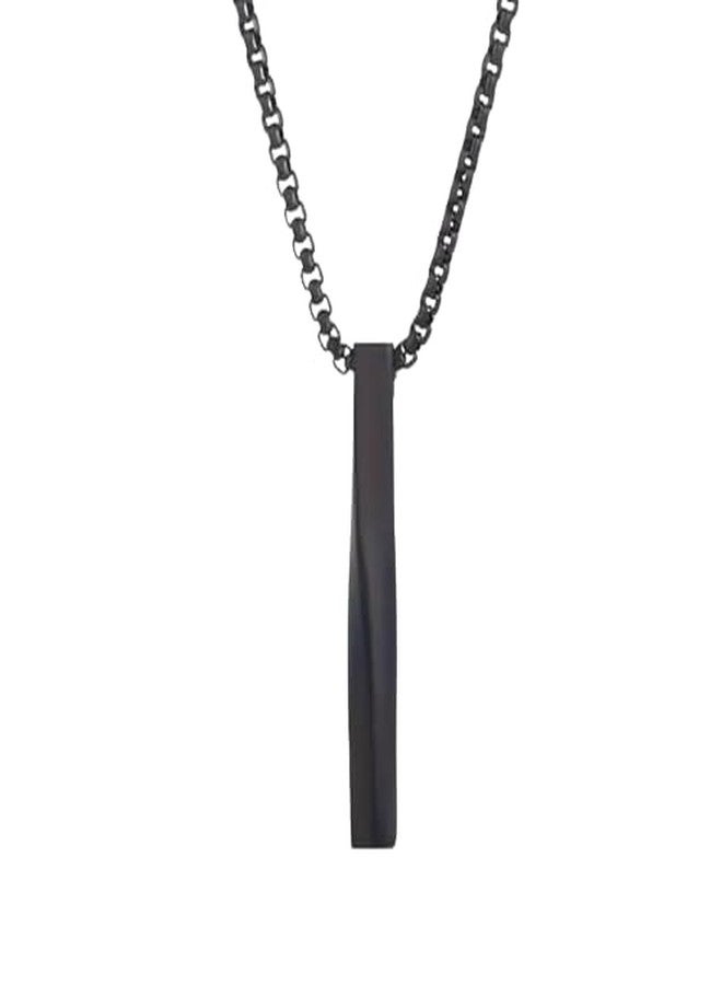ASSU Men's Jewelry 3D Vertical Bar Pendant Necklace | Stylish Vine Pattern Minimalist Design | Black Stainless Steel Chain for Men | Cool and Modern Look - Image 1