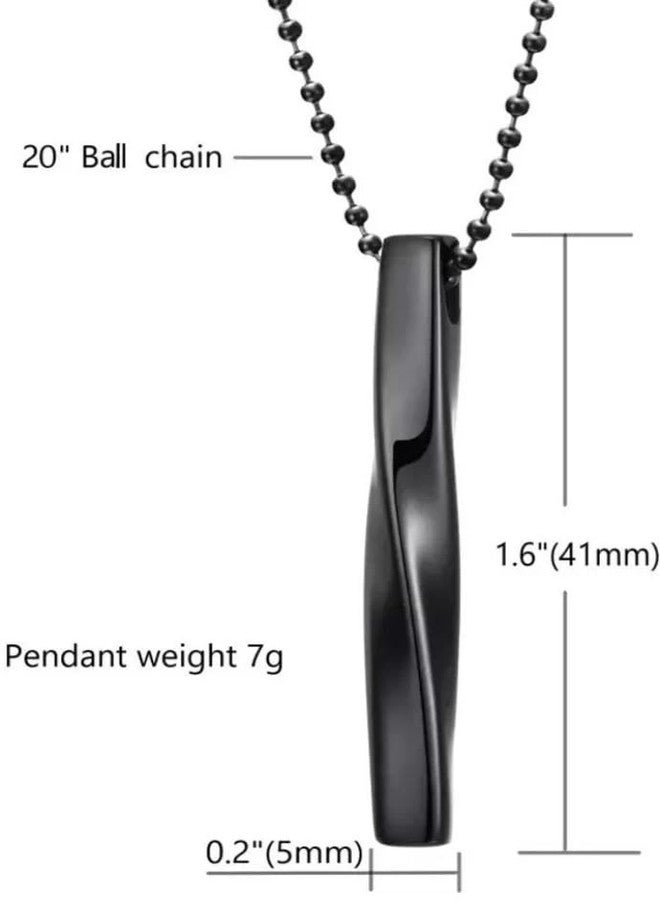 ASSU Men's Jewelry 3D Vertical Bar Pendant Necklace | Stylish Vine Pattern Minimalist Design | Black Stainless Steel Chain for Men | Cool and Modern Look - Image 2