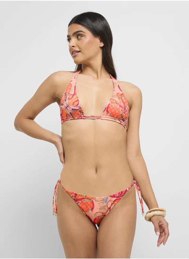 GUESS Printed High Leg String Brief