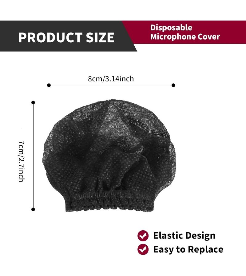 50 Pack 25 Sets Disposable Non Woven Microphone Covers Black Windscreen Protectors Compatible With All Microphone Types Durable And Easy To Clean - Image 3