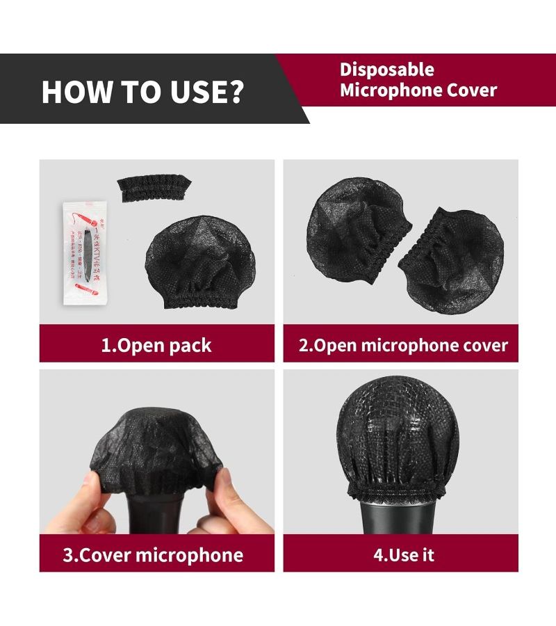 50 Pack 25 Sets Disposable Non Woven Microphone Covers Black Windscreen Protectors Compatible With All Microphone Types Durable And Easy To Clean - Image 4
