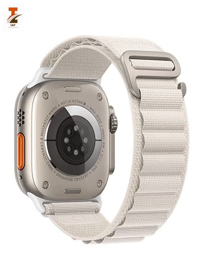 إيف أربطة من النايلون بحلقة ألباين متوافقة مع ساعة آبل مقاس 49 ملم 45 ملم 44 ملم 42 ملم ، حزام متين بحلقة رياضية منفردة مع خطاف من التيتانيوم للرجال والنساء - Image 1
