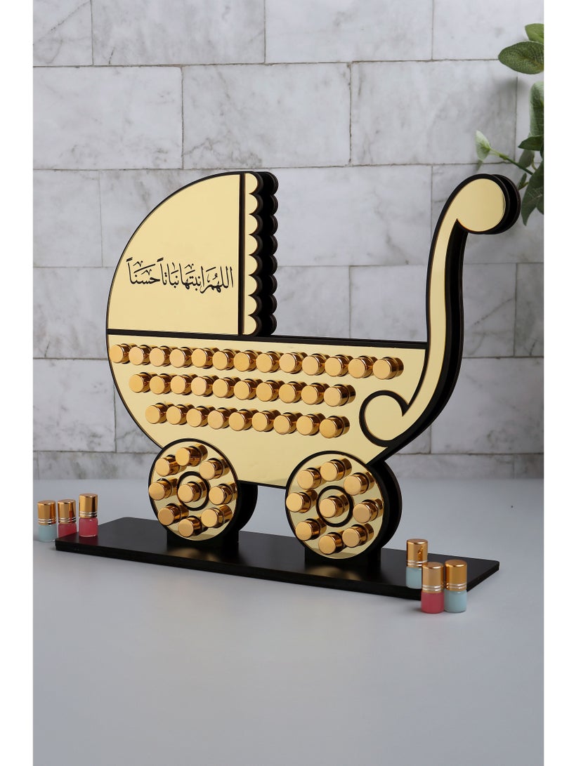 حكاية شمعة استاند 50 حبة مسك فاخر (شكل عربة أطفال و مواليد) محفور عليها عبارة اللهم انبتها نباتاً حسنا - Image 2