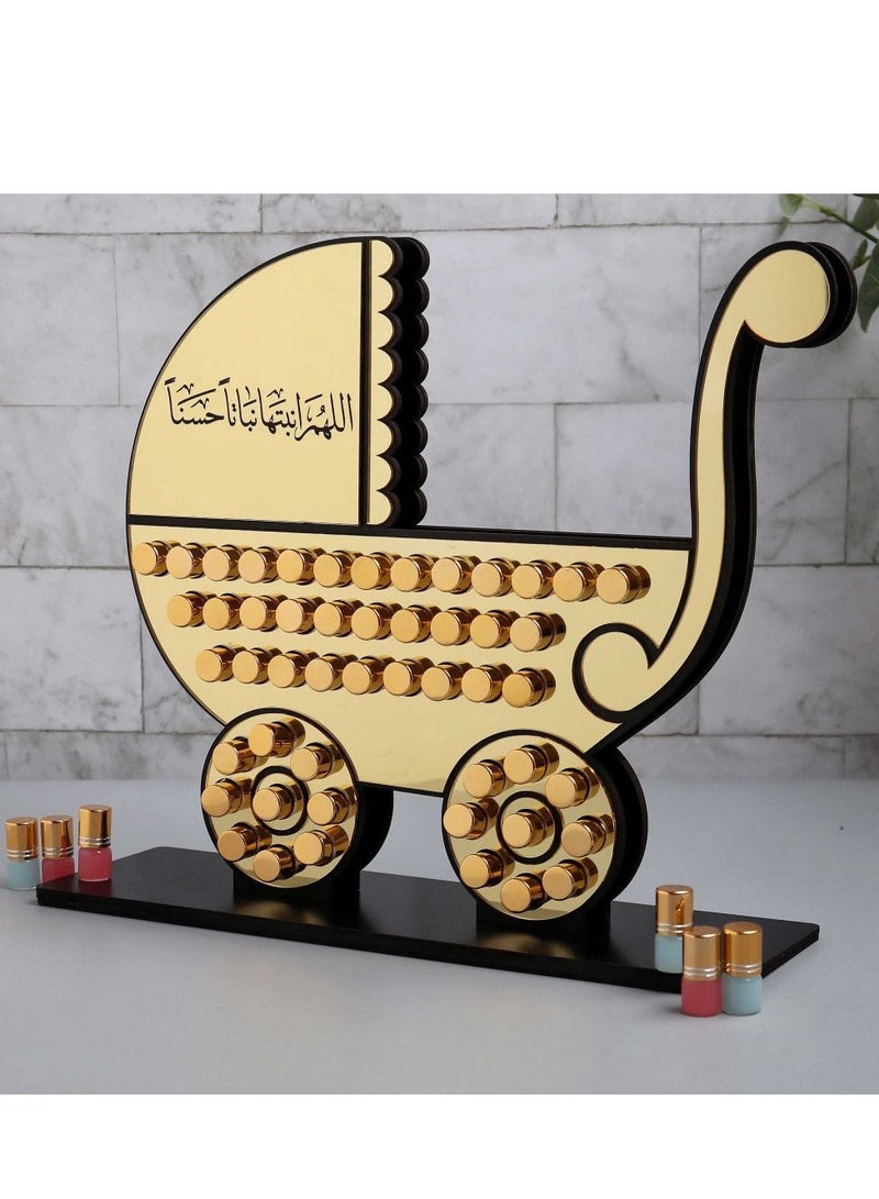 حكاية شمعة استاند 50 حبة مسك فاخر (شكل عربة أطفال و مواليد) محفور عليها عبارة اللهم انبتها نباتاً حسنا - Image 1