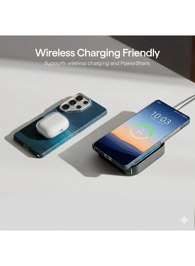 حافظة S26 ألترا، 6.9 بوصة، متوافقة مع MagSafe، حافظة سامسونج سامسونج جالاكسي S26 ألترا فائقة النحافة مع زر هارون، منسوجة من ألياف الأراميد 1500D [حافظة حافة - مون رايز] - Image 4