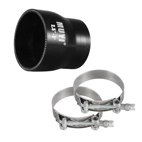 MUYI 2.5" to 3 inches Silicone Reducer Intercooler Tube Kit, 4 Layers Reinforced Straight Intake Turbo Piping Coupler Hose with 2PCS T-Bolt Clamps (Length 3", ID 63-76mm) - Image 1