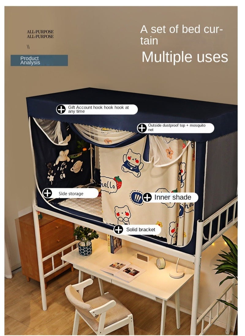 XiuWoo Bed Canopy Tents Curtain Blackout Curtain Single Bed Tent Curtain Student Shading Cloth Bed Canopy Mosquito Net Student Sleep Privacy Protection  - Image 3