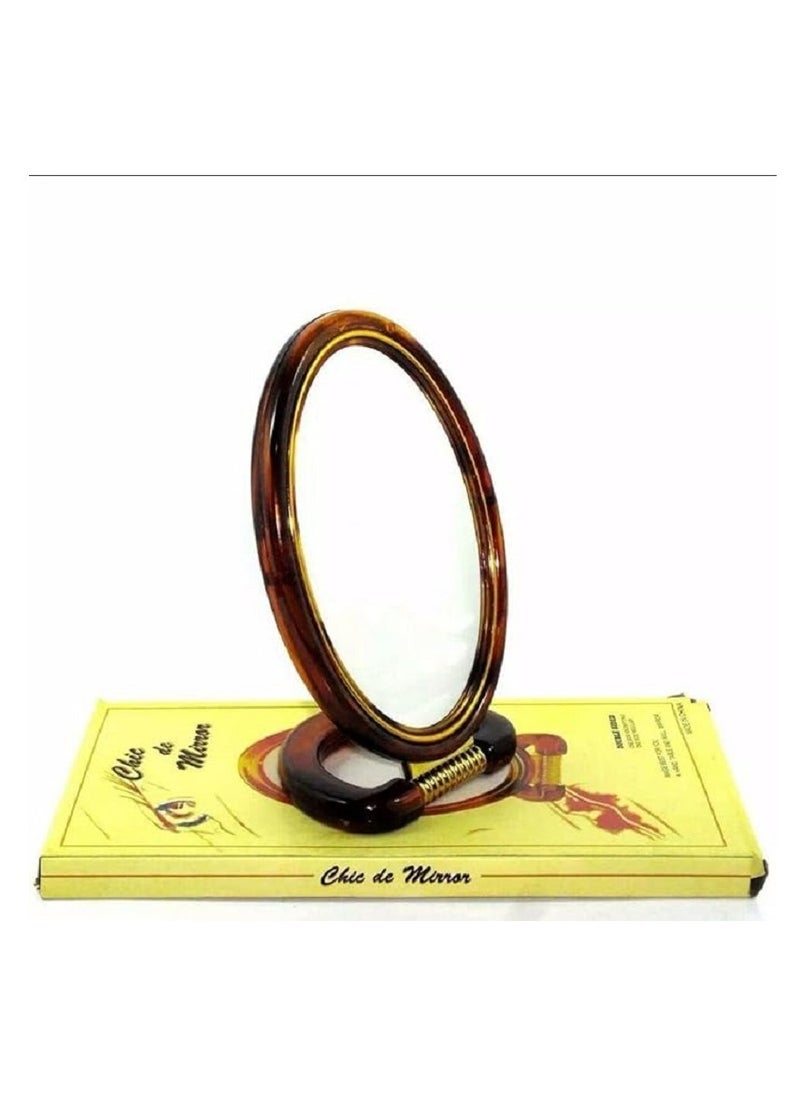 Generic Makeup mirror mounted on the table top - on both sides for the bathroom - hairdressing table - barber shop - salons - double-sided - natural view - 5 times magnified view (size 16*10 cm)  - Image 3