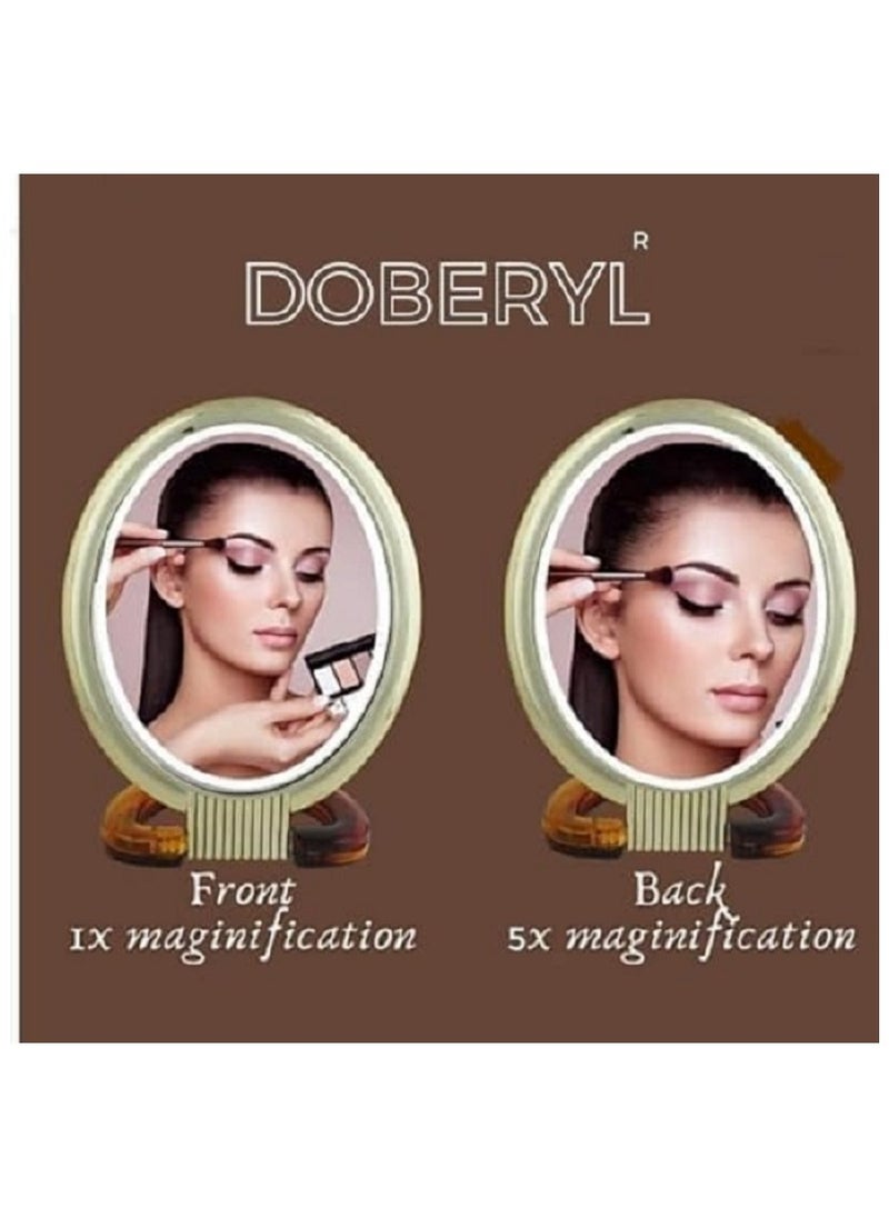 Generic Makeup mirror mounted on the table top - on both sides for the bathroom - hairdressing table - barber shop - salons - double-sided - natural view - 5 times magnified view (size 16*10 cm)  - Image 4
