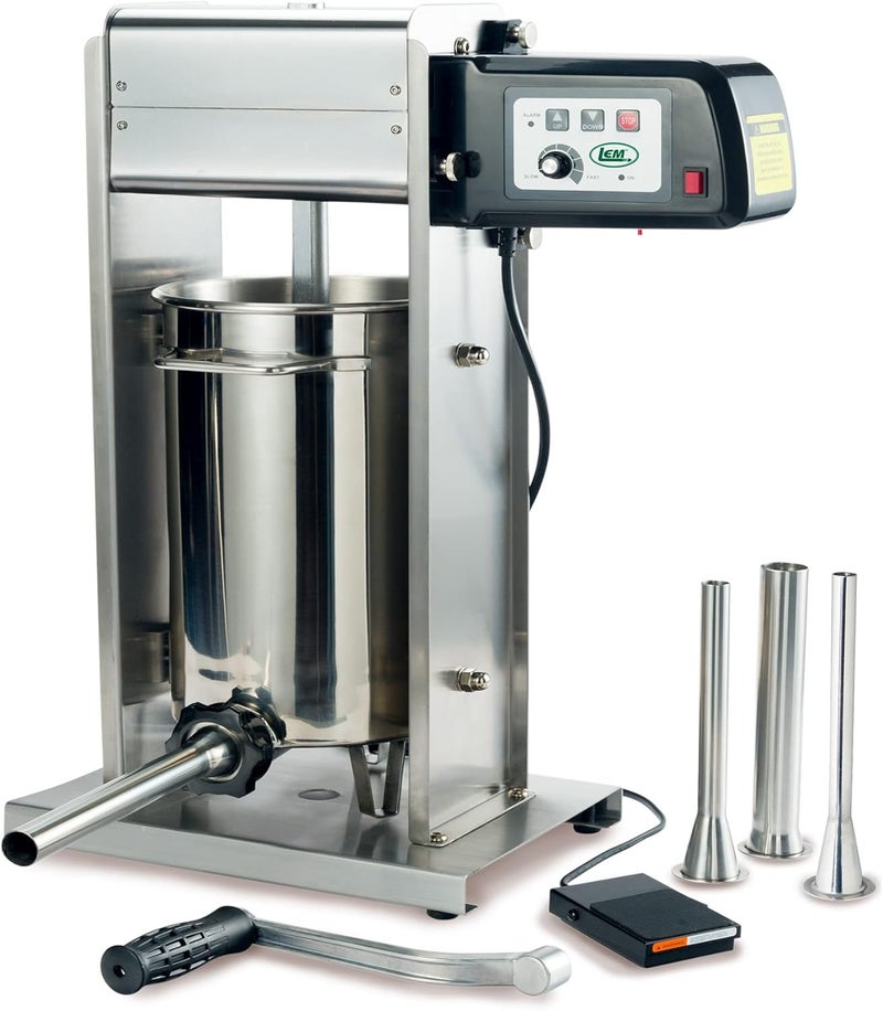 LEM LEM Products 1217 30Pound Motorized Sausage Stuffer w4 Stuffing Tubes Stainless Steel  Product 654 Stainless Steel Manual Meat Mixer Silver  - Image 3
