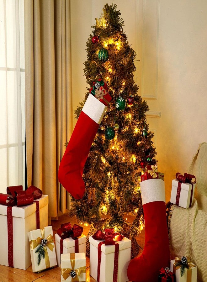 Shinymoon 4 Pcs Large Christmas Stockings Jumbo Felt Xmas Stockings Giant Fillable Big Stocking for Christmas Holiday Classroom Home Party Decorations, 18.1 x 27.6 (Classic Style) - Image 4
