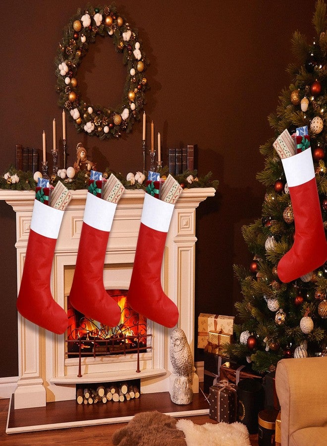 Shinymoon 4 Pcs Large Christmas Stockings Jumbo Felt Xmas Stockings Giant Fillable Big Stocking for Christmas Holiday Classroom Home Party Decorations, 18.1 x 27.6 (Classic Style) - Image 5