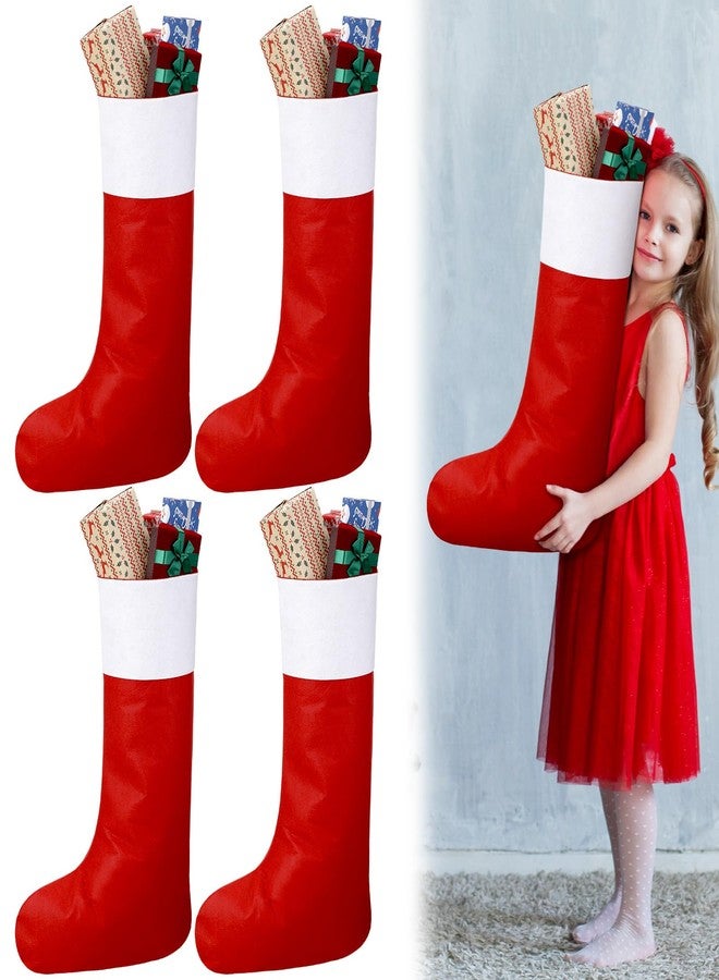 Shinymoon 4 Pcs Large Christmas Stockings Jumbo Felt Xmas Stockings Giant Fillable Big Stocking for Christmas Holiday Classroom Home Party Decorations, 18.1 x 27.6 (Classic Style) - Image 1