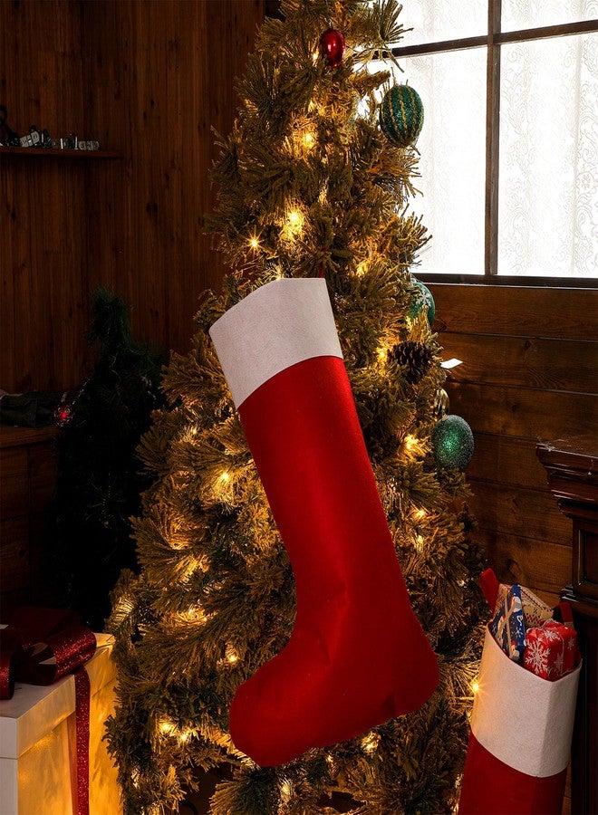 Shinymoon 4 Pcs Large Christmas Stockings Jumbo Felt Xmas Stockings Giant Fillable Big Stocking for Christmas Holiday Classroom Home Party Decorations, 18.1 x 27.6 (Classic Style) - Image 3