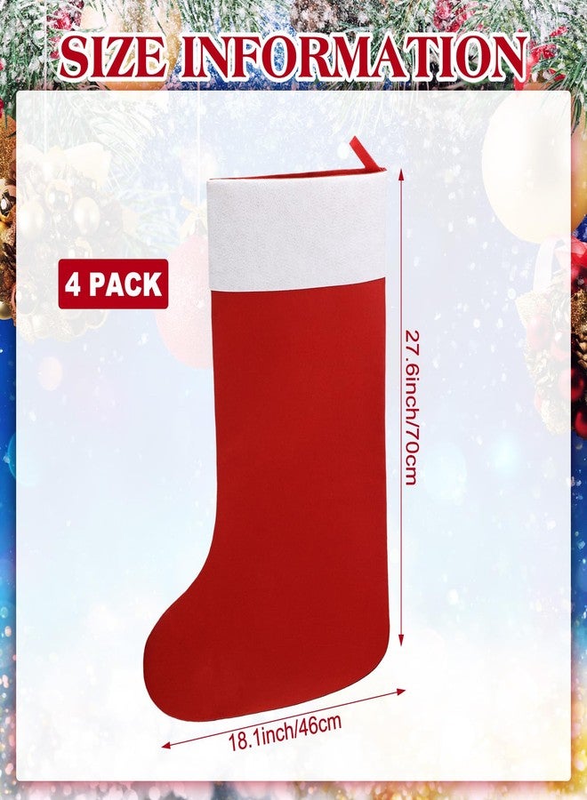 Shinymoon 4 Pcs Large Christmas Stockings Jumbo Felt Xmas Stockings Giant Fillable Big Stocking for Christmas Holiday Classroom Home Party Decorations, 18.1 x 27.6 (Classic Style) - Image 2