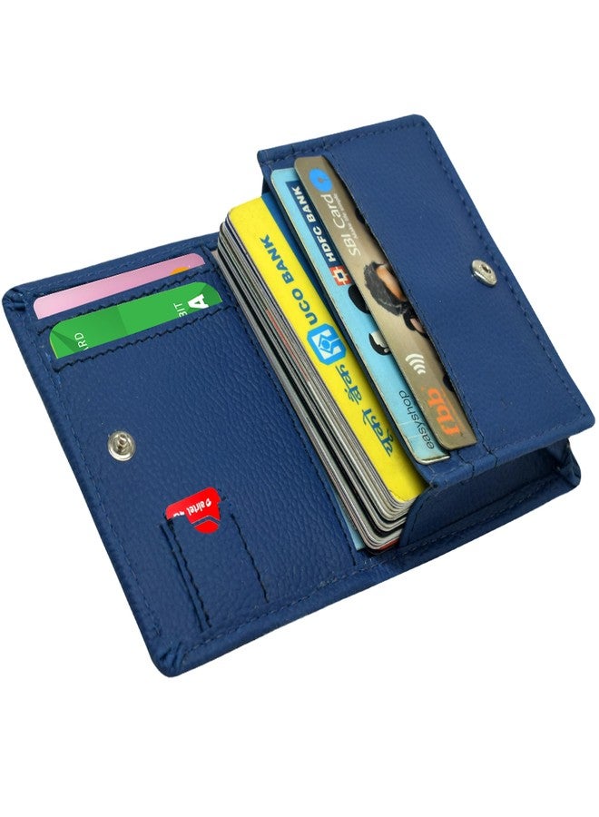 GREEN DRAGONFLY® Leatherite RFID Protected Blue Card Holder/ID Holder/Wallet with Metal Zipper for Men and Women - Image 2