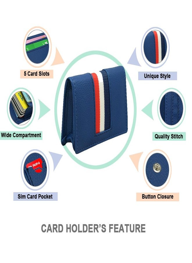 GREEN DRAGONFLY® Leatherite RFID Protected Blue Card Holder/ID Holder/Wallet with Metal Zipper for Men and Women - Image 4