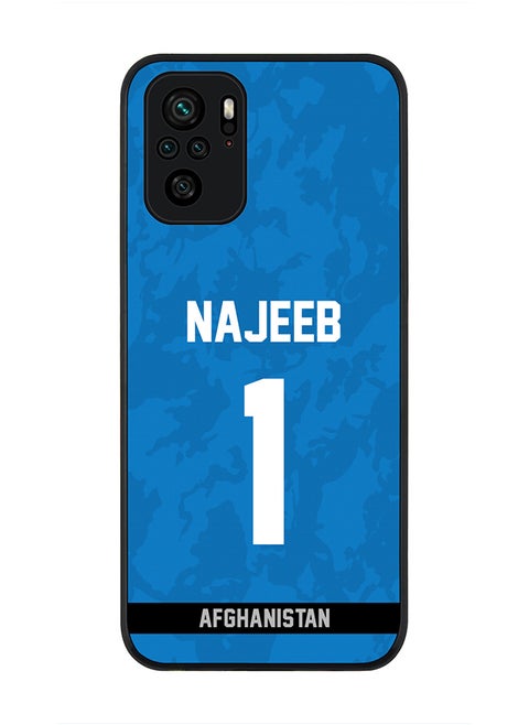 Rugged Black Edge Case for Redmi Note 10S / Redmi Note 10 4G, Slim fit Case Flexible thin Cover - Player Name - Najibullah Zadran, Jersey Number- 1