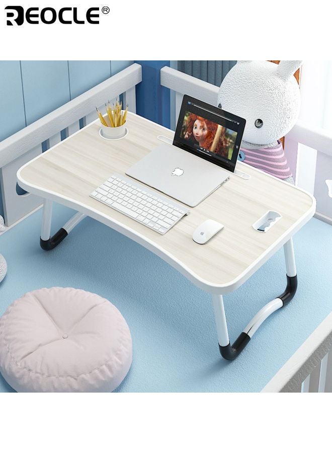 REOCLE Foldable Laptop Bed Table with USB Charge Port and Cup Slot Design Portable Notebook Desk with Handle and Card Slot for Eating Reading Working Use - Image 4