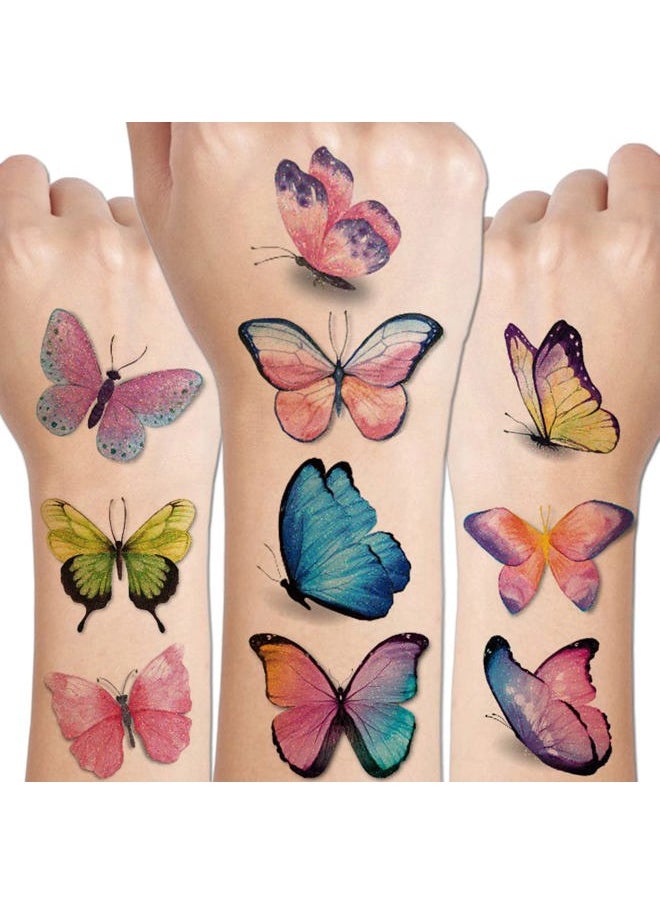 CHARLENT - Glitter Butterfly Temporary Tattoos for Girls - 14 Sheets Glitter Butterfly Tattoos for Girls Birthday Party Favors Goodie Bag Fillers - Image 1