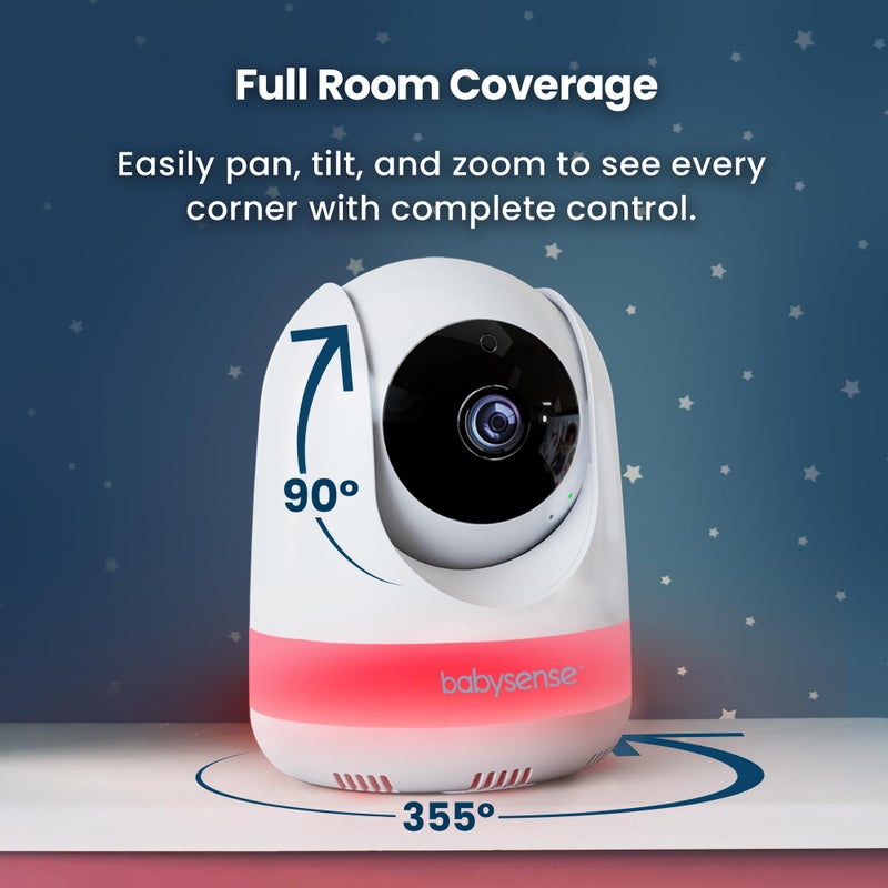 Babysense Add On Camera Video Baby Monitor MaxView, Remote Pan Tilt Zoom, Two-Way Talk-Back Audio, Long Range, Night Vision, RGB Night Light, Lullabies, Temperature Monitoring - Image 4