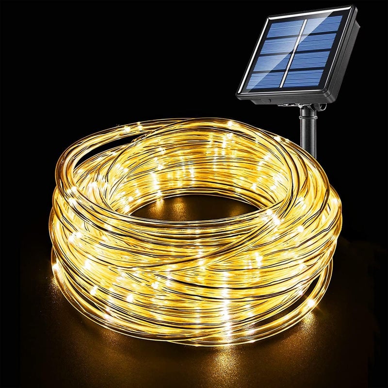 Litverse Solar Rope Lights 24Meter 200Led 8 Modes Fairy Lights Outdoor Decoration Waterproof Festive Lighting Garden Yard Balcony PartyFestival RestaurantDiwali Dcor Wamwhite - Image 1