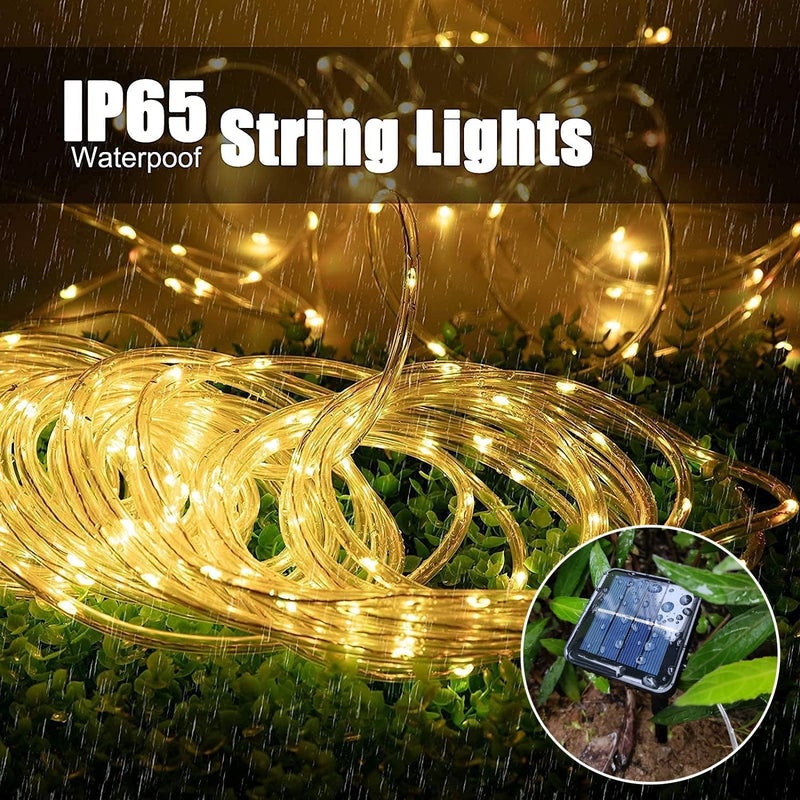 Litverse Solar Rope Lights 24Meter 200Led 8 Modes Fairy Lights Outdoor Decoration Waterproof Festive Lighting Garden Yard Balcony PartyFestival RestaurantDiwali Dcor Wamwhite - Image 2