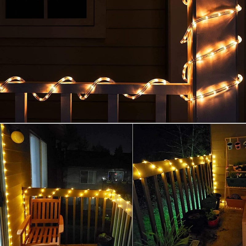 Litverse Solar Rope Lights 24Meter 200Led 8 Modes Fairy Lights Outdoor Decoration Waterproof Festive Lighting Garden Yard Balcony PartyFestival RestaurantDiwali Dcor Wamwhite - Image 3
