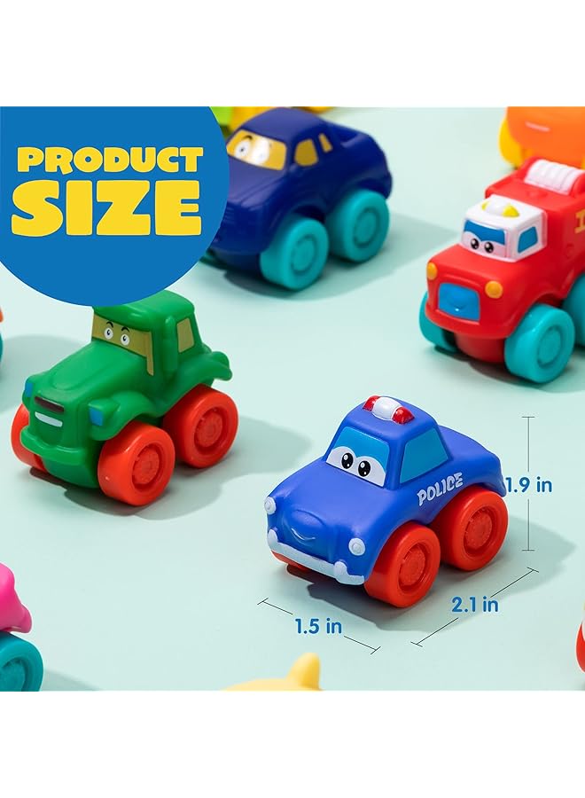 JOYIN 16 Pcs Cartoon Cars Soft Rubber Toy Car Set Mini Toy Vehicles Bath Toy Car For Toddlers Gift For Boys And Girls Christmas Birthday Summer Beach And Pool Activity Party Favors For Kids - Image 5