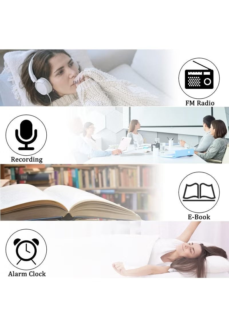 إيغوروف مشغل MP3 مزود بتقنية البلوتوث، مزود ببطاقة ذاكرة سعة 128 جيجابايت، وشاشة مقاس 1.8 بوصة، ومكبر صوت مدمج، ويدعم راديو FM ووظيفة التسجيل، ومتوافق مع الكتب الإلكترونية. مصمم خصيصًا لممارسة الرياضة والجري، وهو الخيار المثالي كهدية للأصدقاء أو الزملاء أو كهدية عيد ميلاد، مشغل وسائط محمول (أبيض) - Image 5
