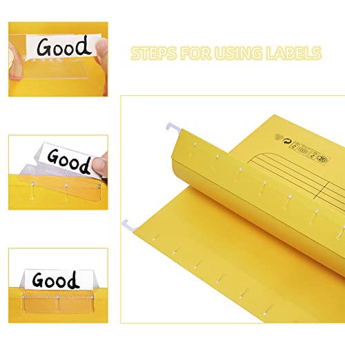 SOYIRI Hanging File Folder, A4 Suspension Files Holder, Hang Folder, Filing Cabinet Suspension File with Tab and Label for School Home Office, Yellow, 25 Pack - Image 5