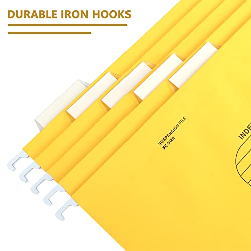 SOYIRI Hanging File Folder, A4 Suspension Files Holder, Hang Folder, Filing Cabinet Suspension File with Tab and Label for School Home Office, Yellow, 25 Pack - Image 3