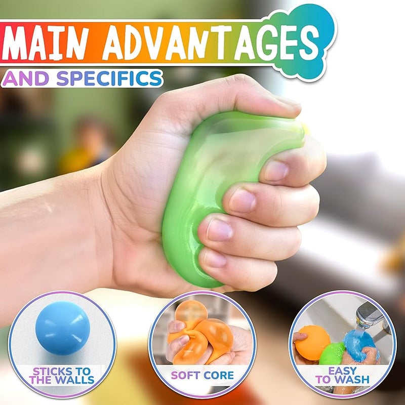 ديمروم 8 قطع من كرات لاصقة تتوهج في الظلام للسقف - كرات تتوهج في الظلام 1.8 انش مصنوعة من مادة المطاط اللدن الحراري الناعم، مجموعة كرات جدارية لتزيين الغرف الملونة - مجموعة كرات اسفنجية لاصقة تلتصق بالجدران - Image 4