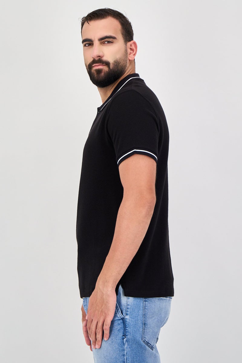 Celio قميص بولو قصير الأكمام للرجال بتصميم عادي، أسود - Image 2