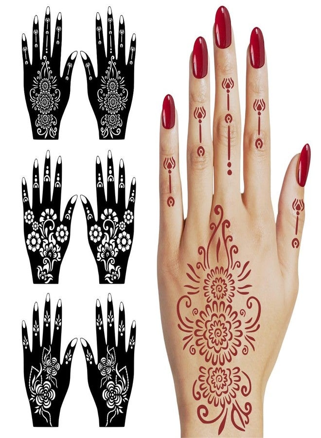 VANVATI Petal Line Mehndi Stencil Sticker with Creative Palm Design for Wedding Days - Image 1