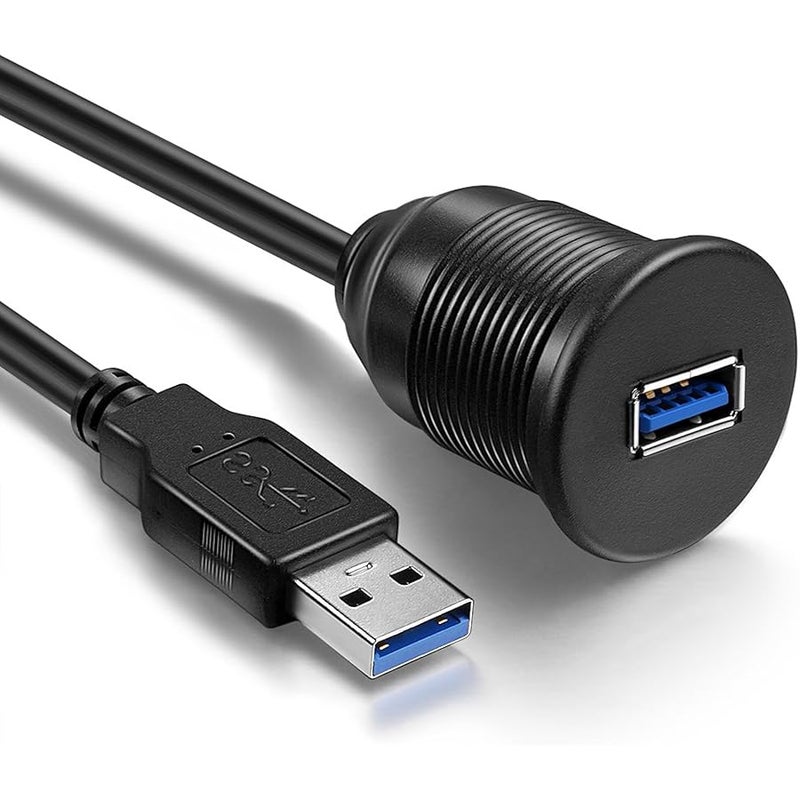 ICESPRING Usb 3.0 Male To Usb 3.0 Female Aux Flush Mount Car Mount Extension Cable For Car Truck Boat Motorcycle Dashboard Panel -(3 Feet - 1 Meter) - Image 2