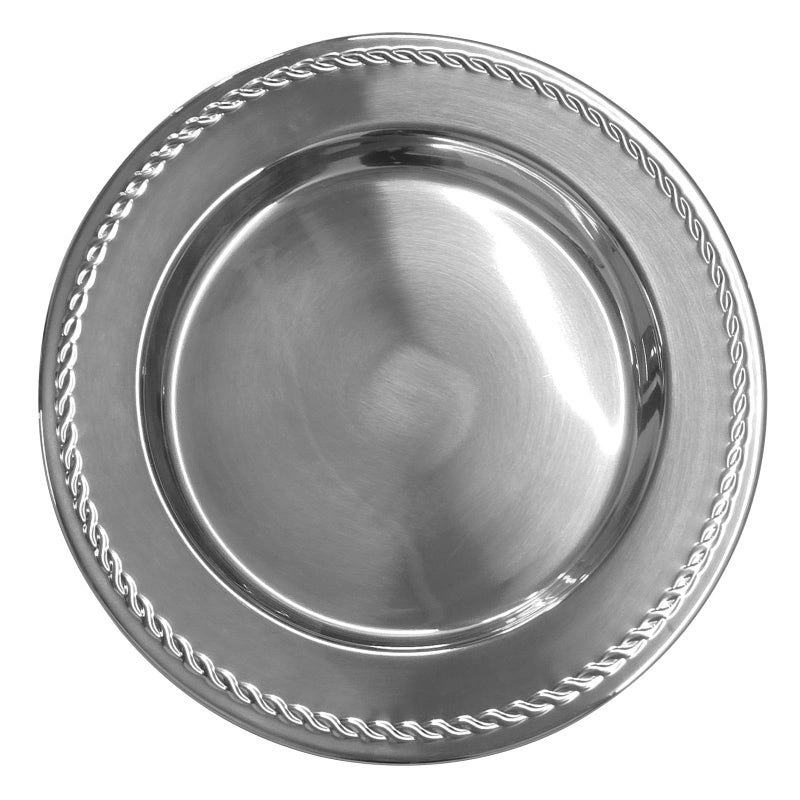 Brightalk 13Inch Stainless Steel Twist Pattern Charger Plates 6 Pcs Silver Dinner Plate Chargers Round Server Ware Charger Plate - Image 2