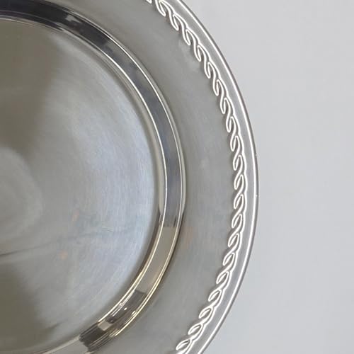 Brightalk 13Inch Stainless Steel Twist Pattern Charger Plates 6 Pcs Silver Dinner Plate Chargers Round Server Ware Charger Plate - Image 3