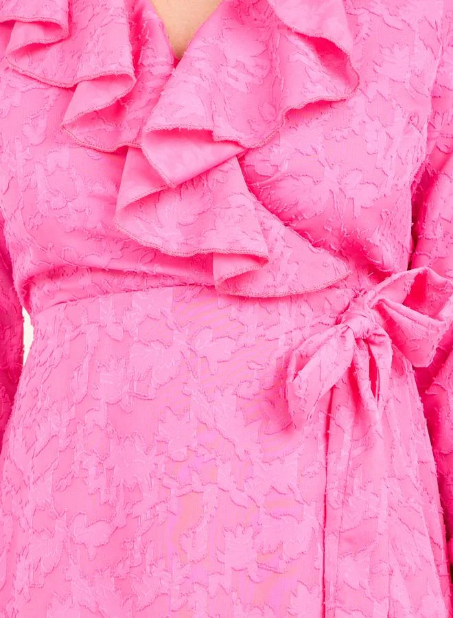 Styli Ruffled Floral Wrap Dress