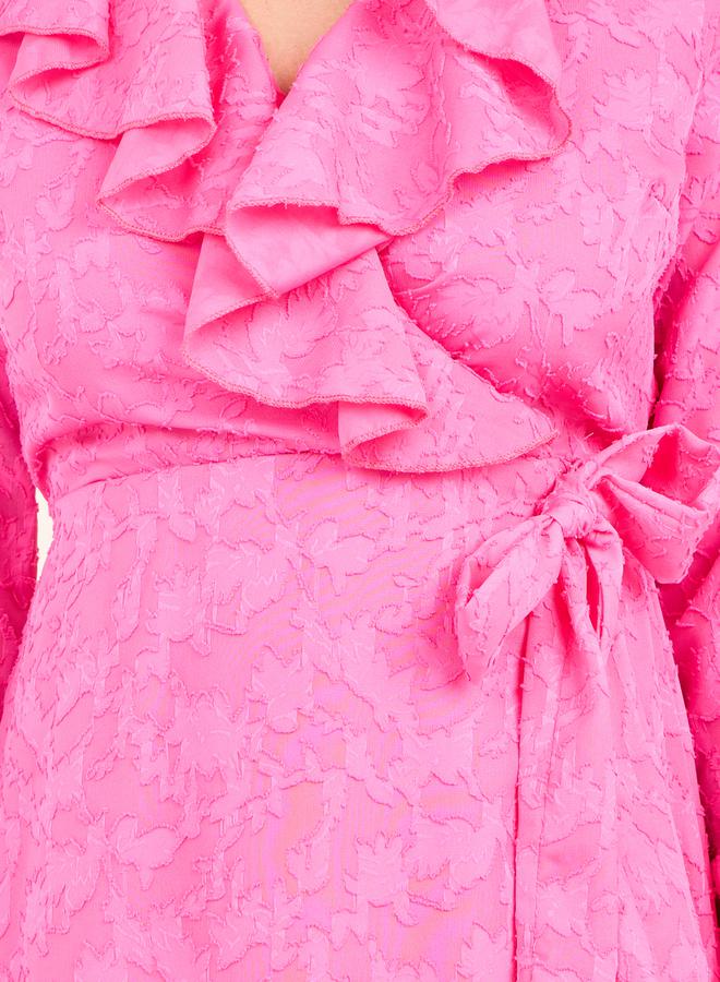 Styli Ruffled Floral Wrap Dress - Image 3