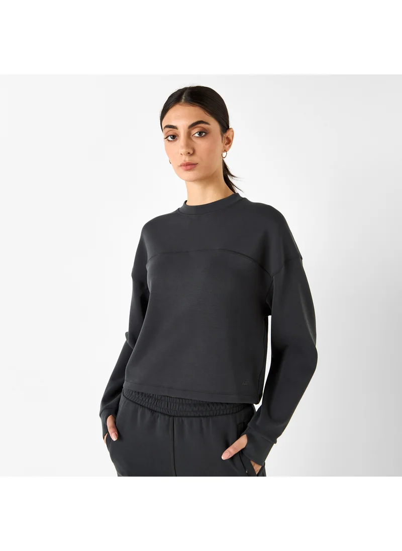 ADOT by Splash Panelled Cropped Sweatshirt with Long Sleeves